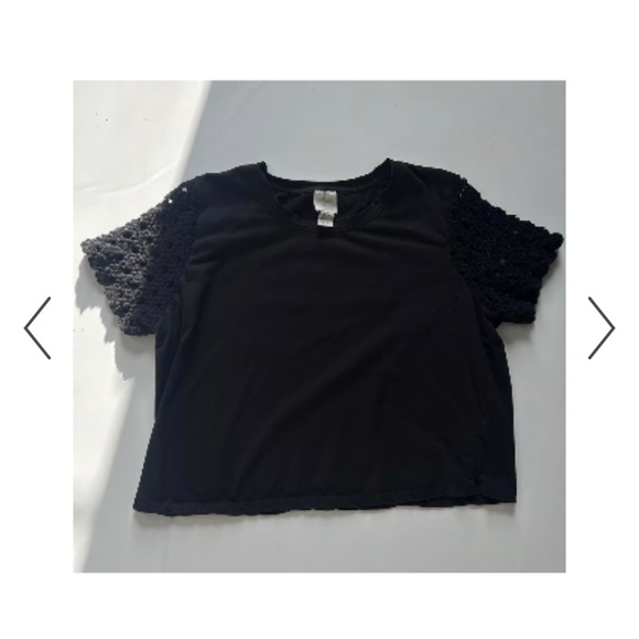 Black Crochet Sleeve Women's Top Joie large - Picture 2 of 11